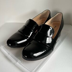 Patent Heeled Loafers Block Heel Classic Black